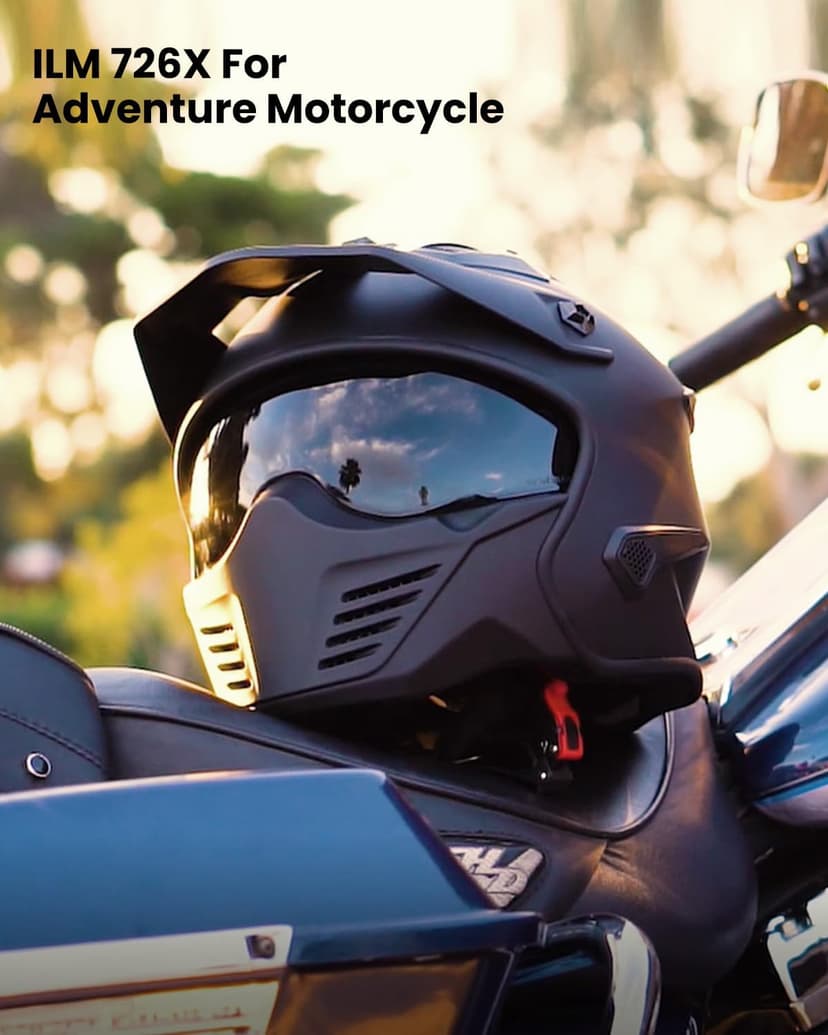 ILM Open Face Motorcycle 3/4 Half Helmet for Dirt Bike Moped ATV UTV Motocross Electric Cruiser Scooter DOT Model 726X(Matte Black,L)