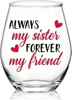 Always My Sister Forever My Friend Stemless Wine Glass, Gifts for Female Friends, Keepsake for Women Birthday, BFF, Soul Sister, Work Bestie, Thanksgiving Present B0FJBR7VK4