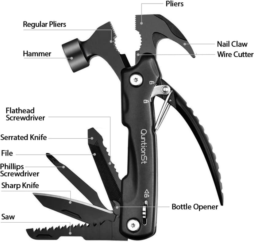 Gifts for Men, Valentines Day,12-in-1 Hammer Multitool, Stocking Stuffers for Men,Christmas Stocking Stuffers for Adults Dad Husband Boyfriend, Mens Gift for Him, Birthday Gift Idea,Mini Multi Tool B07XQZ6QWS