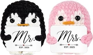 QUPT Wedding Gifts, Mr and Mrs Gift Penguin 2025, Bridal Shower Gifts, Wedding Present for Couples 2025, Just Married Gift for Newlywed Couple, Bride, Penguin Doll Mr and Mrs Present