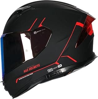 HAX Force Aerodynamic Full Face Helmet for Street & E-Bikes DOT & ECE Certified - Enhanced Dual Visor, Adult Size, Pinlock Ready Matte Black Red M