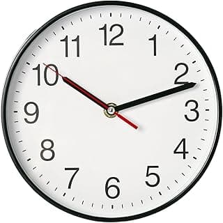 Spinaround Wall Clock, Modern Wall Clocks Battery, Silent Non-Ticking Analog Classic for Office, Home, Bathroom, Kitchen, Bedroom, School (Black,