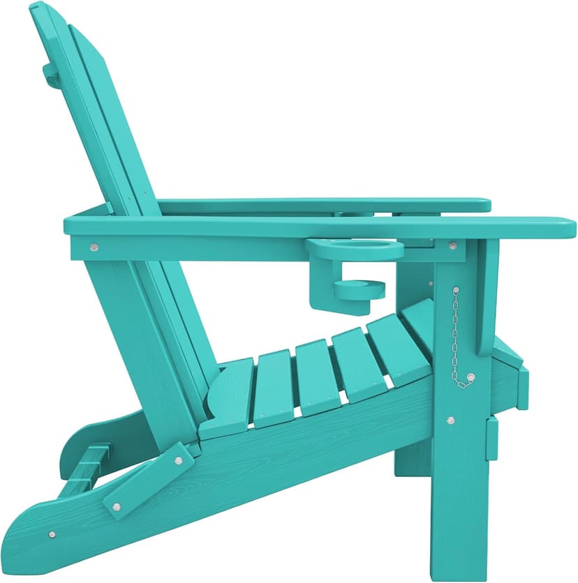 SERWALL Adirondack Chair with Cup Holders - Composite Adirondack Chairs Set of 2 HDPE Outdoor Chairs All Weather Use- Aruba