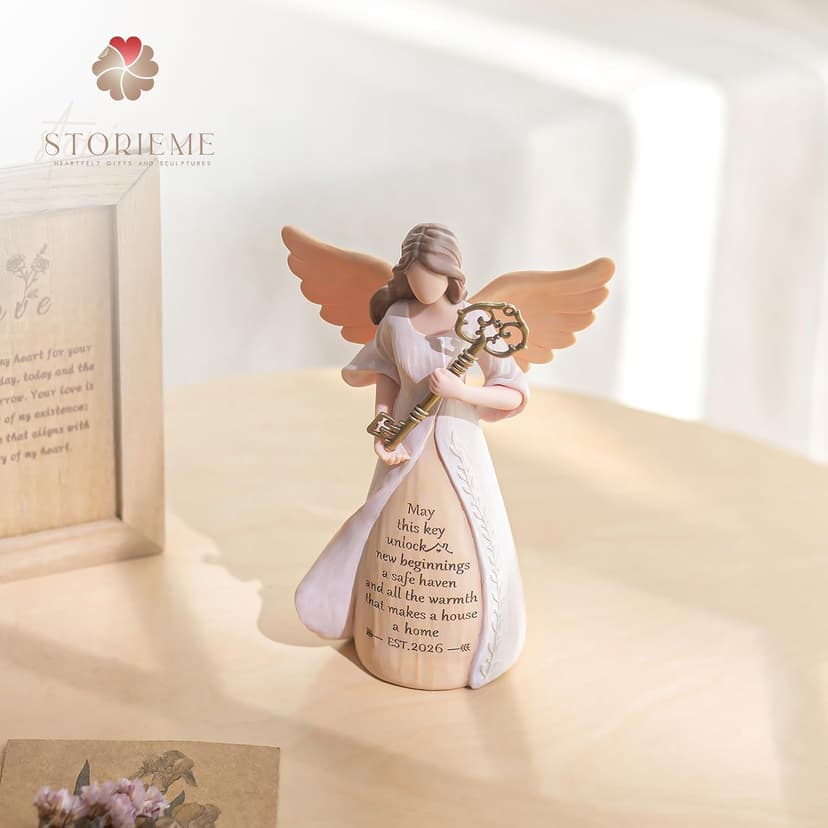 Handmade Resin with Gift-ready Package, Perfect Entryway Table Decor Symbolizing New Beginnings for Homeowner Women Friend Storieme Housewarming Angel Figurine, House Warming Gifts New Home B0G7Y6LMG4