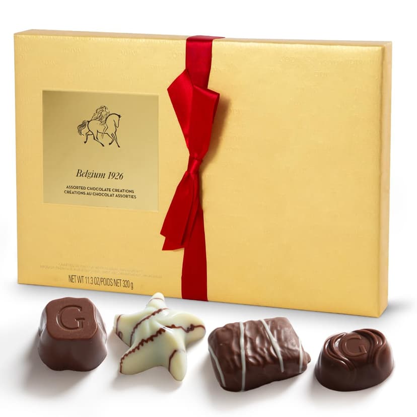 27 Chocolates Pack of Belgium Assorted Chocolate, Mothers Day Gift Basket and Holiday Celebrations, white, nuts, caramels Gourmet Chocolate Gift Box, 11.3 OZ B0DSYP3ZKY