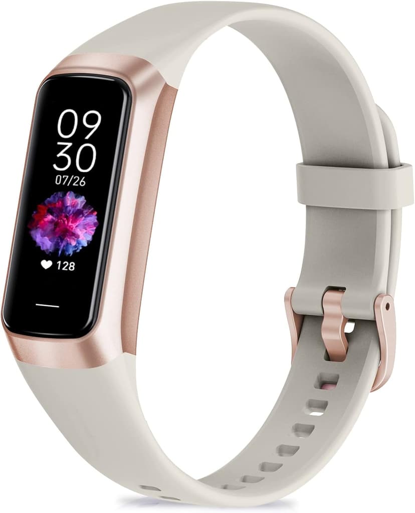 Zeacool Fitness Tracker with 24/7 Heart Rate, Blood Oxygen Blood Pressure Sleep Monitor, Activity Trackers 5 ATM Waterproof,Step Calorie Counter Pedometer Health Smart Watch for Women Men Beige