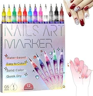Nail Art Pens Set 12 Colors Nail Art Markers,2025 Nail Polish Pens Drawing Painting Pen for Home Salon,Quickly Dry Nail Art Nail DIY Decoration for Adult Kids (12-Colors)