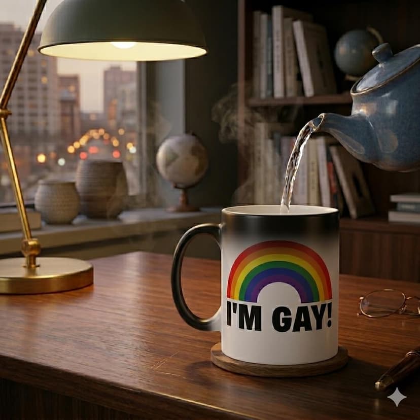 Turtle Straws I'm Gay Rainbow Heat Change Coffee Mug – Funny Gag Gifts for Men, Prank Gift for Him, Brother, Coworker, Best Friend – Novelty Birthday Gift, Secret Santa, White Elephant B0CF2S19WW