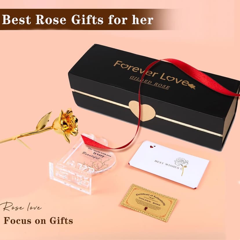 Gold Rose 24K Plated Gold Dipped Rose,Genuine One of a Kind - Forever Flower -Preserved Rose,Romantic Gift for Valentine's Day and Mothers Day, Anniversary, Birthday,Gifts for Her,Wife,Girlfriend B0GDLHD117