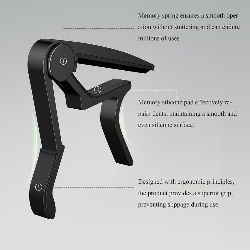 Guitar Capo, Capo for Acoustic Guitar 6 String and 12 String, Guitar Capo with Pick Holder and 5 Picks, Metal Capo for Ukulele, Mandolin, Banjo, and other String Instruments (Black)