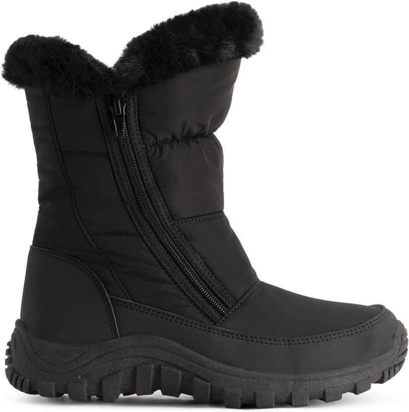 POLAR Womens Memory Foam Twin Zip Opening Pull On Nylon Waterproof Thick Faux Fur Lined Winter Rain Snow Boots
