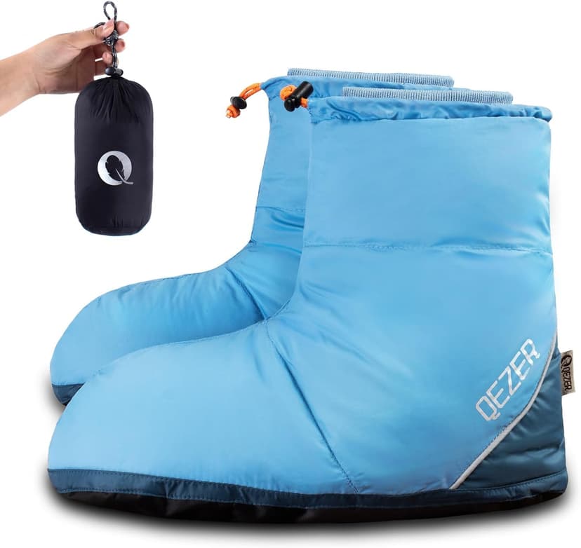 QEZER Down Booties for Men and Women Keep Warm Foot Warmers Camping Slippers Winter Camping Socks