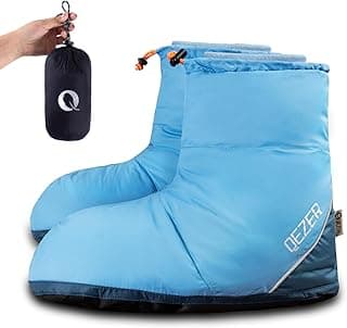 QEZER Down Booties for Men and Women Keep Warm Foot Warmers Camping Slippers Winter Camping Socks