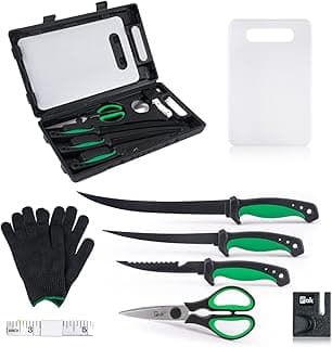 Pak 11-Pc Fish Fillet Knife Set - Cleaning Kit, Fishing Equipment, BBQ Knives, Scissor