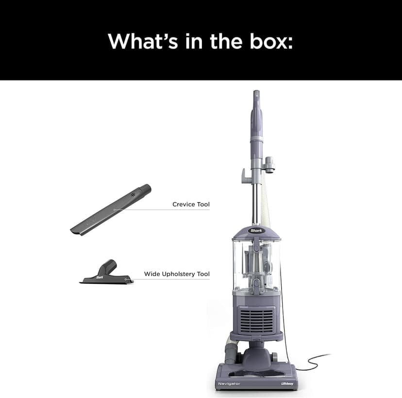 Shark NV352 Navigator Lift Away Upright Vacuum, Hepa Filter, Anti-Allergen Technology, Swivel Steering, Ideal for Carpet, Stairs, & Bare Floors, with Wide Upholstery & Crevice Tools, Lavender