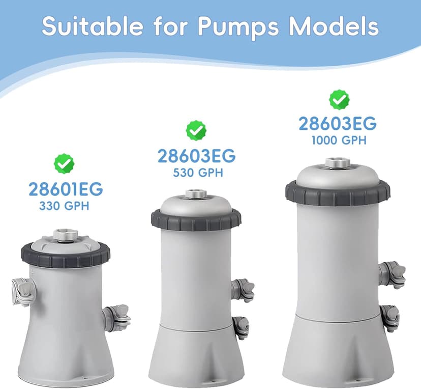 Replacement Pool Hoses for Above Ground Pools 1 1/4, 59" Long Swimming Pool Hose, 4 Pack White Pool Pump Hose with 8 Metal Clamps