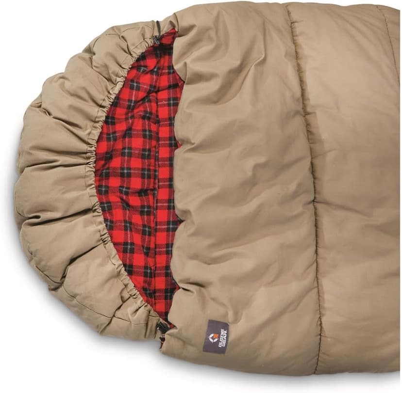 Guide Gear Canvas Hunter Sleeping Bag 0-Degree Fleece Lined Hooded for Adults Warm Winter Cold Weather Lightweight Portable for Camping, Backpacking, Hiking, Outdoors