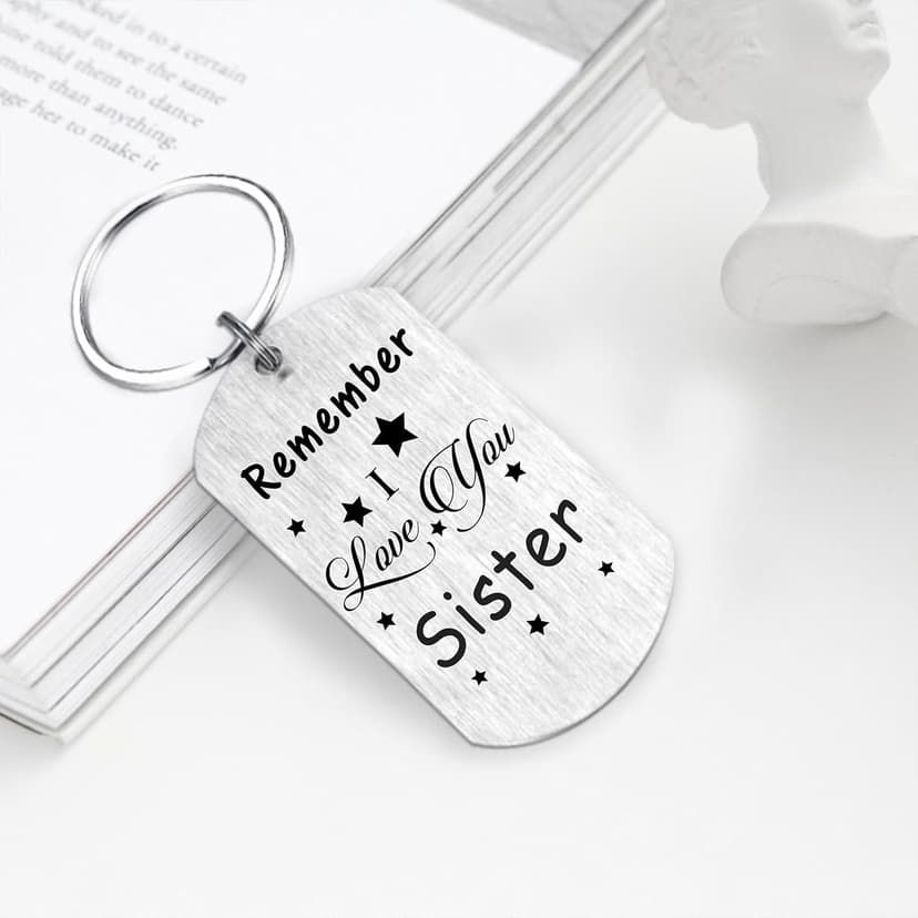 Resdink Sister Gifts for Girl Women - I Love My Sister Mothers Day Birthday Graduation Keychain, Proud of Best Sisters Present