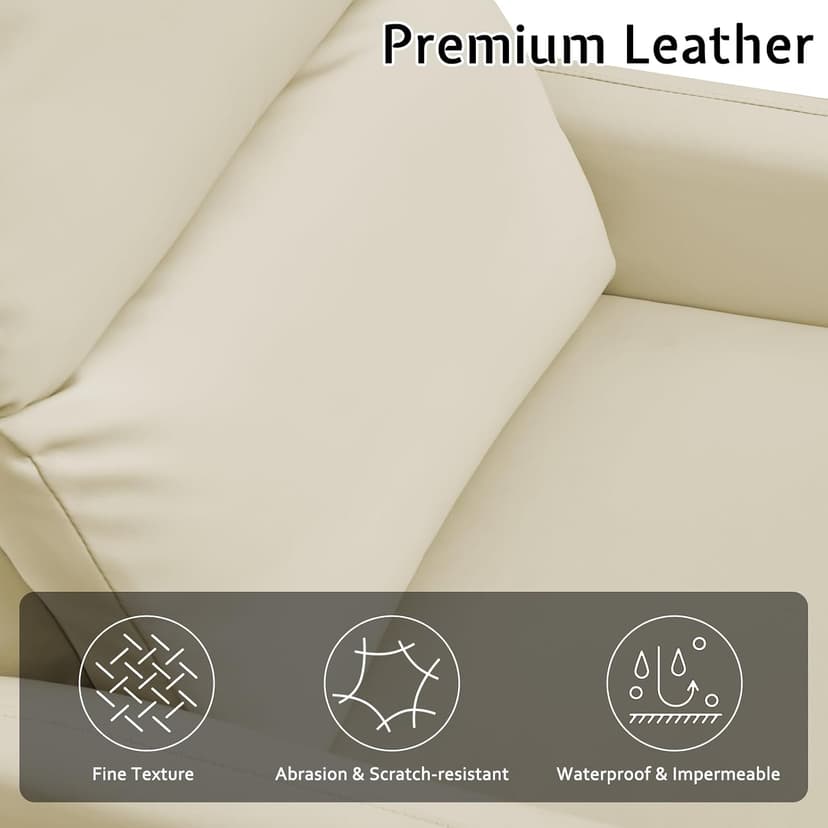 Jocisland Swivel Glider Rocking Recliner Chair for Adults, Nursery Rocker Reclining, Comfy Upholstered Single Sofa Armchair for Living Room Bedroom Nursing, Leather Cream