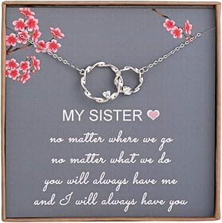 Sister Gifts from Sister, Sterling Silver Interlocking Infinity 2 Circles Necklace for Sisters, Big Sister Little Sister Gift, Birthday Jewelry Friendship Gifts