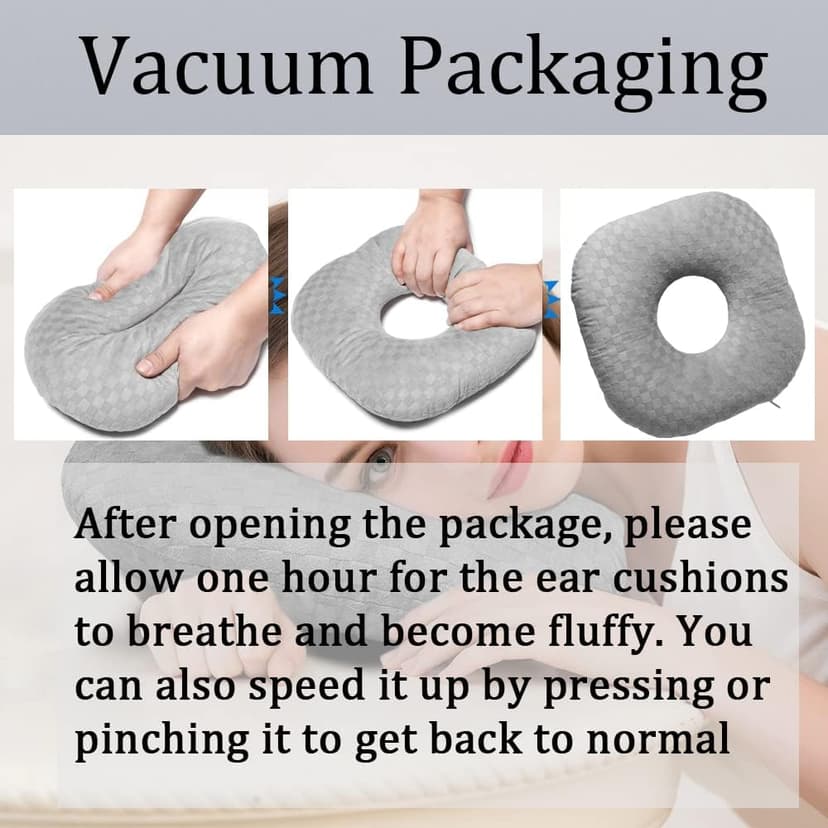 Wuronsa Ear Piercing Pillow for Side Sleepers with an Ear Hole for CNH and Ear Pain Ear Inflammation Pressure Sores, Cotton O-Shaped Side Sleeping Pillow, Ear Guard Pillow