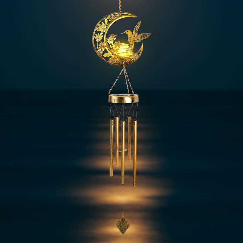 Moon Hummingbird Wind Chime Outdoor, Handcrafted Metal Garden Wind Chimes with Hummingbird Charms, Melodic Wind Bells for Patio Porch Decor, Weatherproof Gift for Nature Lovers & Bird Watchers B0F9YH8KZP