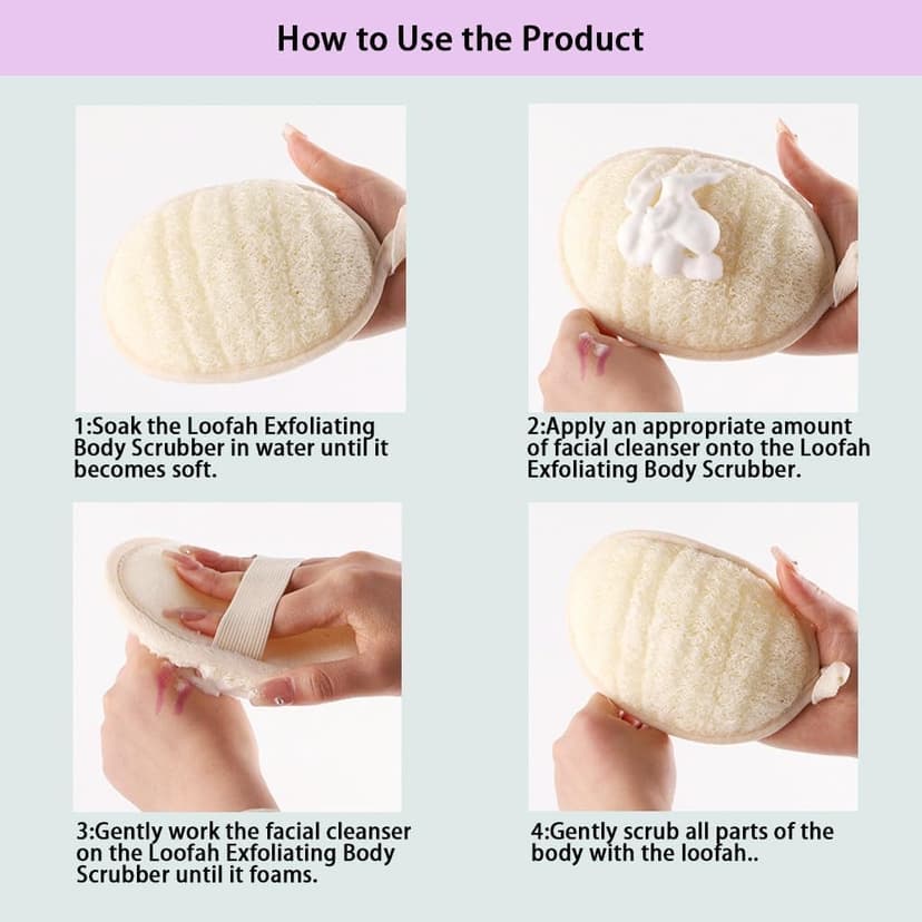 haikuluo Natural Loofah Exfoliating Body Scrubber,Bath Shower Loofah Sponge for Women and Men,Made with Biodegradable Shower luffa Sponge,for Face and Body That Gets You Clean(3 PC)
