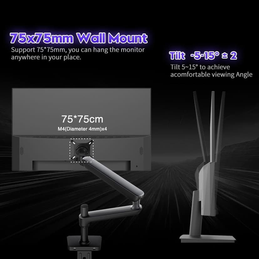 Viewedge 24 Inch Gaming Monitor with 240Hz, VA 1ms, FHD 1080p and HDR 10 PC Computer Monitor with 110% sRGB, Bluelight Filter, 2 HDMI & 1 DP Port, Support Adaptive Sync and Wall Mounted