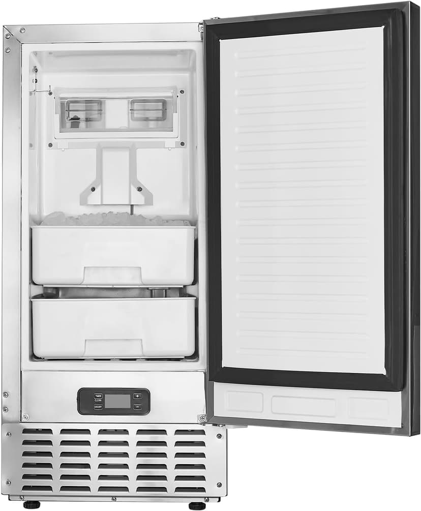 VEVOR Undercounter Built-in Ice Maker, 66 Lbs/Day Under Counter Nugget Ice Maker Machine with Reversible Door, Stainless Steel Freestanding Ice Maker for Commercial Home Kitchen, Electric Drainage