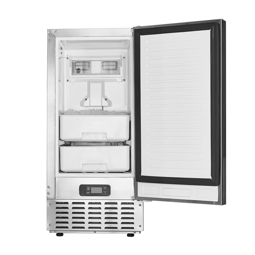 VEVOR Under Counter Ice Maker, 66 Lbs/Day Under Counter Stainless Steel Nugget Ice Makers Machine with Drain Pump, Reversible Door, 18 Lbs Storage, Freestanding Ice Maker for Commercial Home Kitchen