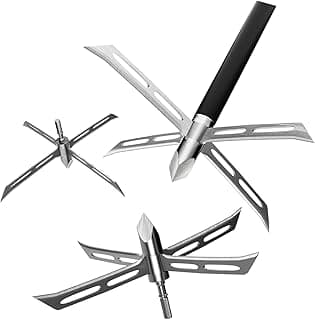 Archery Broadheads, 3PCS 4 Fixed Blade Turkey Hunting Broadheads 200Gr Arrowhead Stainless Steel Bow and Arrow Hunting Tips