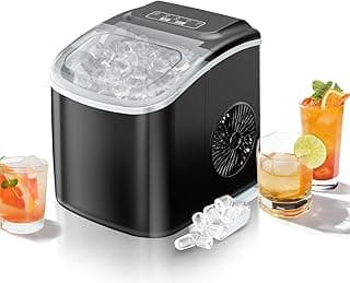 Erivess Ice Makers Countertop, Portable Ice Machine Maker Self-Cleaning, 26Lbs/24H, 9 Bullet Cubes Ready in 6 Mins, Scoop and Basket, for Home/Office/Kitchen