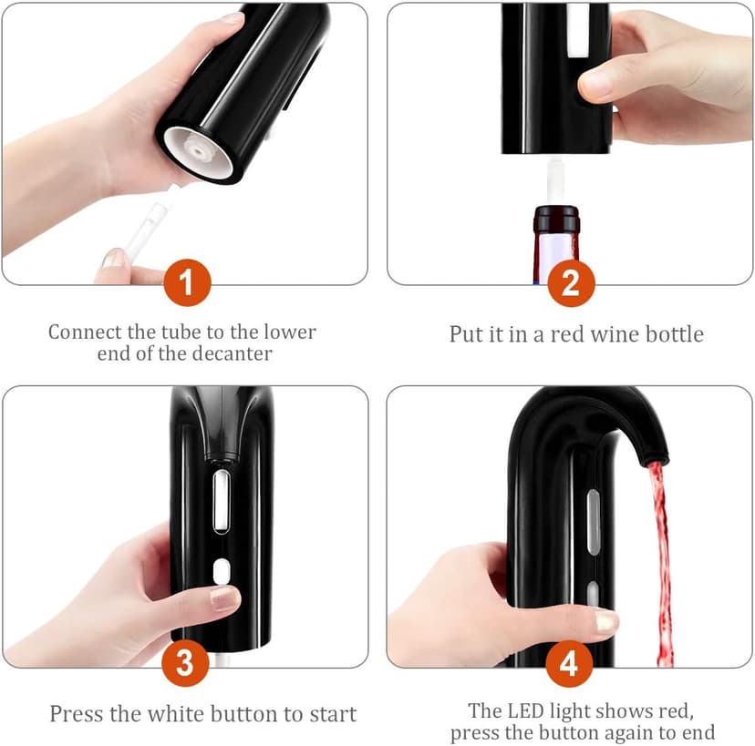 Electric Wine Aerator,Wine dispenser,Aeration and Decanter Wine Pourer,Red White Wine Accessories,Wine Gifts -Black