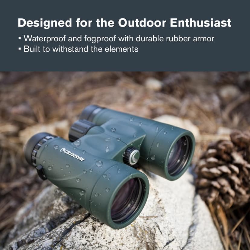 Celestron - Nature DX 8x42 Binoculars – Ideal for Birding and Outdoors – 42mm Objective Lenses – Wide 7.4° Field of View – BaK-4 Prisms – Fully Multi-Coated – Waterproof and Fogproof