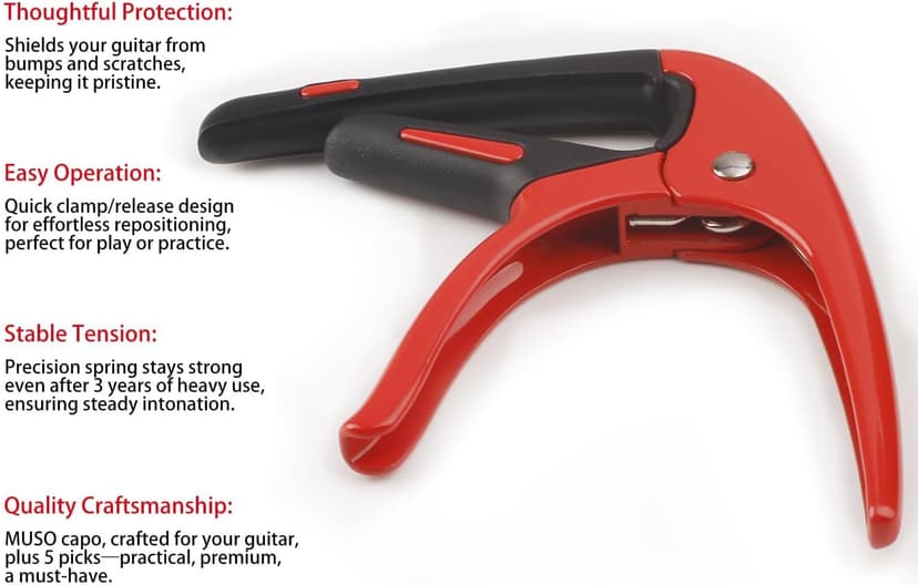 Guitar Capo for Acoustic and Electric Guitars 2 Packs Capo 6-String Acoustic Capo guitar accessories (Red-White)