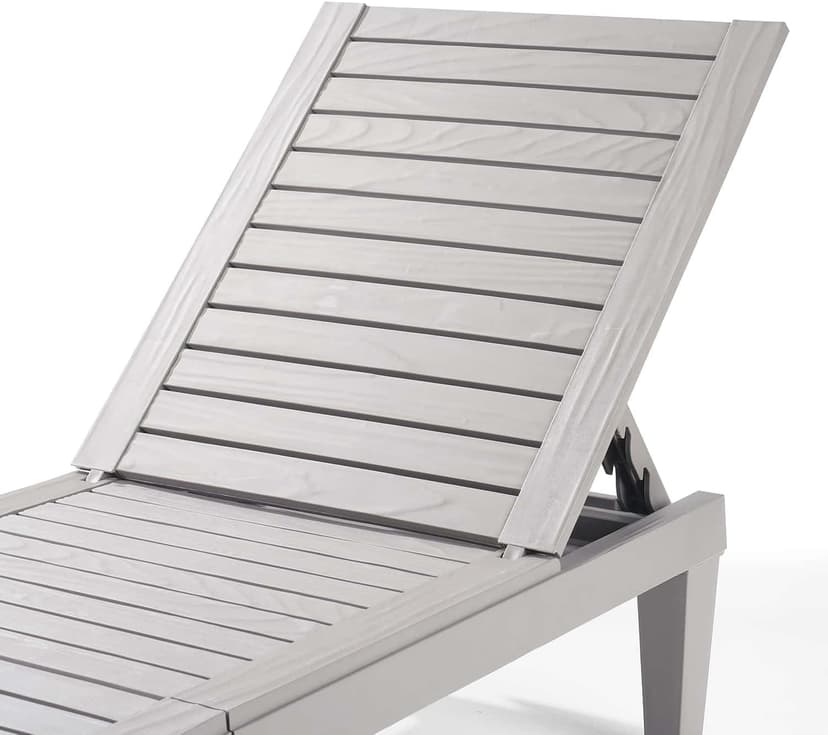 Nestl Patio Chairs - Grey Chaise Lounge Chair Outdoor, 5-Position Adjustable Sun Tanning Chair, Waterproof Pool Lounge Chairs Set of 2, Reclining Lawn Chair, Lightweight Outdoor Lounge Chairs