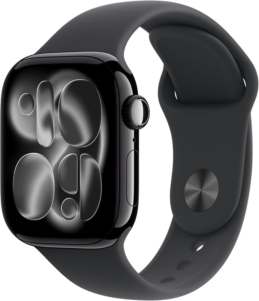 Apple Watch Series 11 [GPS 42mm] Smartwatch with Jet Black Aluminum Case with Black Sport Band - S/M. Sleep Score, Fitness Tracker, Health Monitoring, Always-On Display, Water Resistant