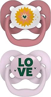 Dr. Brown's Advantage Baby Pacifier, Fully Symmetrical Soother with Soft Silicone Bulb, Lavender Love, 0-6m, BPA Free, 2 Pack