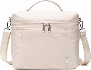 NOL Natural Organic Lifestyle Insulated Lunch Bags for Women Cooler Bag Lightweight Nylon Waterproof Lunch Box For Work（Medium, Cream
