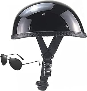 Smallest Skull Cap Motorcycle Helmet,DOT Approved Ultra-Thin Comfortable Beanie Cruising Skull Cap Novelty Small Helmet Cool Half Shell Helmet Low Profile Cool Skull with Goggles (54-63CM)