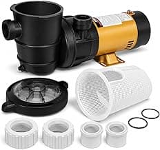 XtremepowerUS 1.5HP Variable 2-Speed Above Ground Swimming Pool Pump High Flow Swimming Pump Strainer with 1.5" Inch Slip On Fitting Adapter For Aboveground Pool