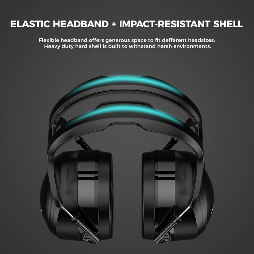 ProCase Extra Large SNR 37dB Noise Cancelling Headphones, NRR 30dB Hearing Protection Ear Muffs for Adults Noise Reduction, Wide Size Adjustment and Comfortable -Black