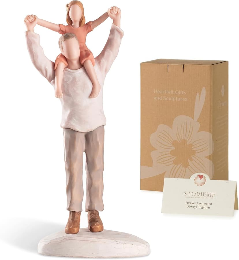 Hand-Painted Shoulder-Ride Sculpture in Gift Box for Father's Day, Birthdays, Christmas, Weddings and Home Display Storieme Father Daughter Figurine, Gift for Dad Birthday from Daughter B0F8V8VJNH
