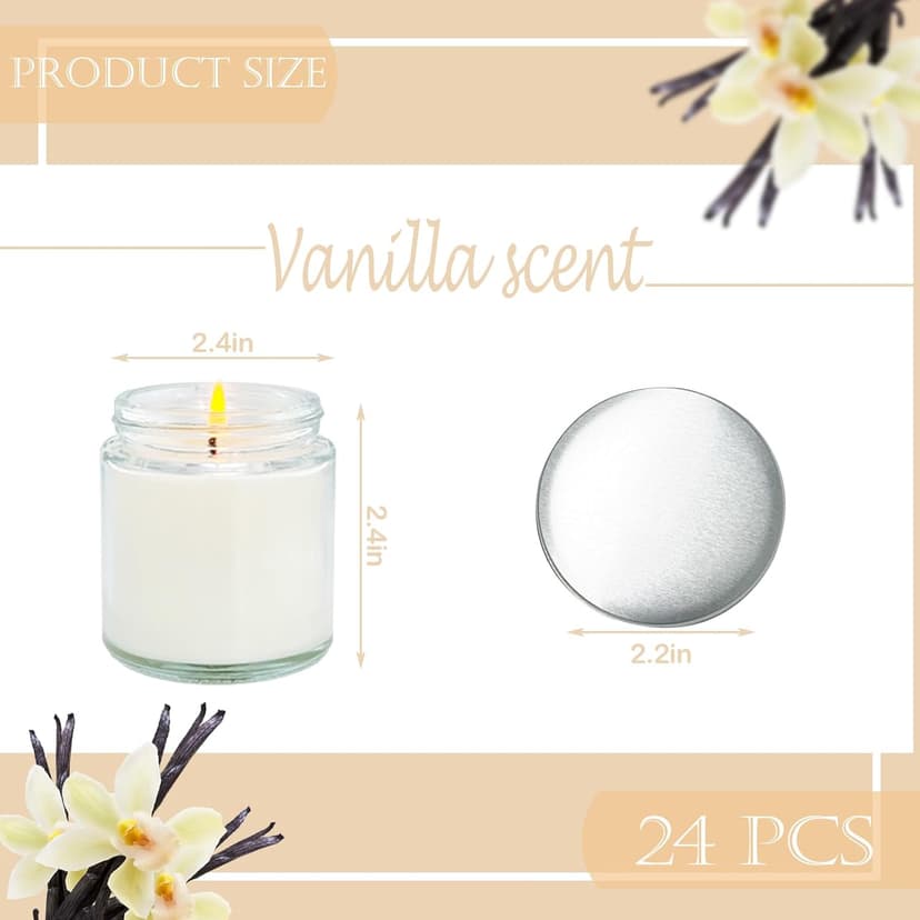 24 Pcs 4 Oz Mini Soy Candles,Vanilla Scented,Aromatherapy Candle,Bulk Candle Set，Great Stress Relieving Scented Candles for Girls as a Gift for Birthdays, Weddings and More! B0DW95Q2D1