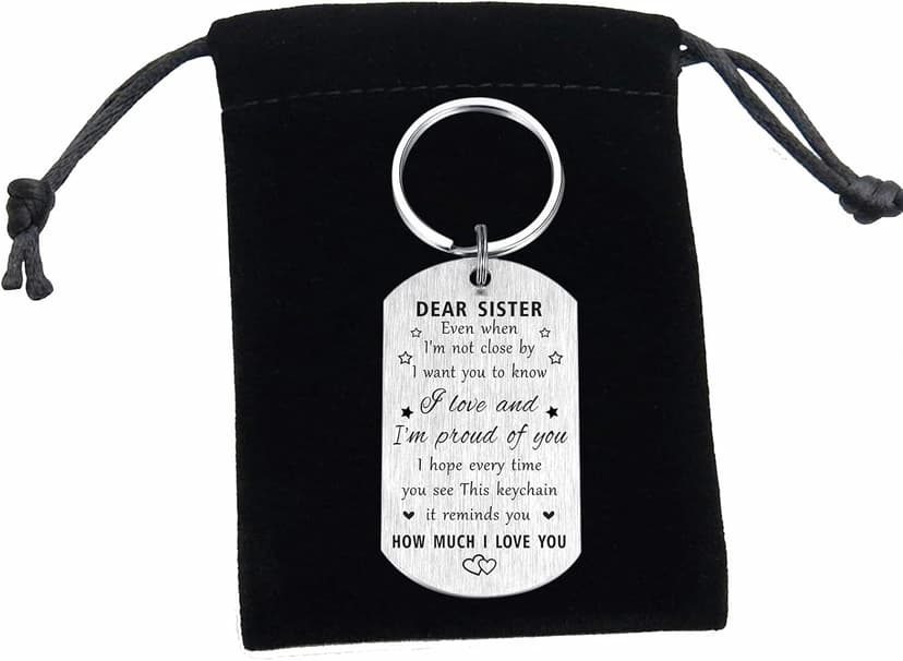 Resdink Sister Gifts for Girl Women - I Love My Sister Mothers Day Birthday Graduation Keychain, Proud of Best Sisters Present