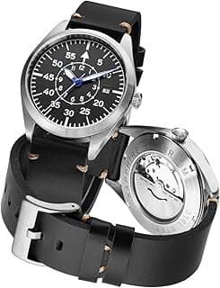 Boyarca Pilot Watch Men's Aviator Wrist Watch Japan Automatic Movement Mechanical Watches Stainless Steel Case Flieger Timepieces with Luminous Waterproof