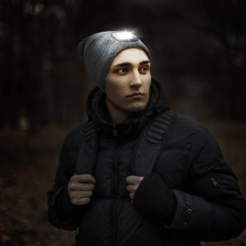Etsfmoa Unisex Beanie with The Light Gifts for Men Dad Father USB Rechargeable Caps