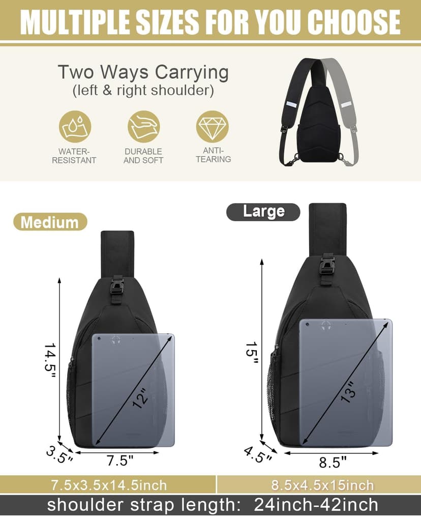 Pritent Crossbody Bags for Women Men Trendy Sling Bag Backpack Casual Chest Bag with Convertible Shoulder Strap