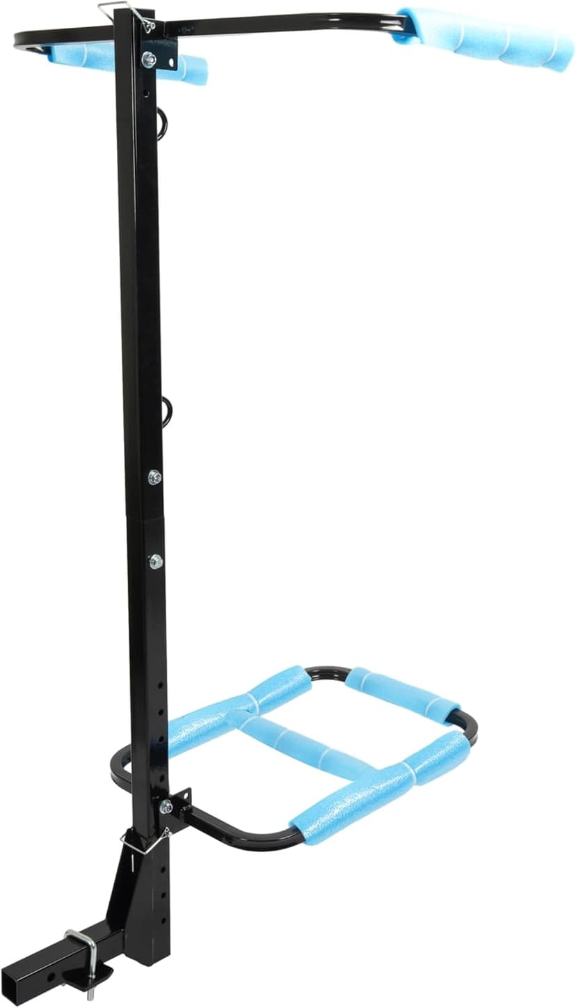 ALMULOO RV Hitch Mount Kayak Rack Fits up to 12'' Kayaks Vertical Standing Kayak Carrier 2'' Hitch Receiver Height Adjustable 150LBS for RV Truck SUV Steel