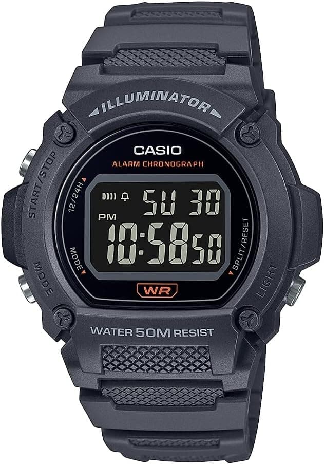 Casio W219H Series | Men’s Digital Watch | 50M WR | LED Illuminator | 100 SEC Chronograph | 1/100 SEC Stopwatch | Daily Alarm | Hourly Time Signal | Auto Calendar | 7 Year Battery